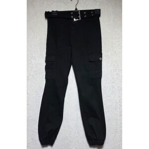 Refuge Black Cargo Jogger Pants High Waisted Belted Utility Slim Fit Women's XS